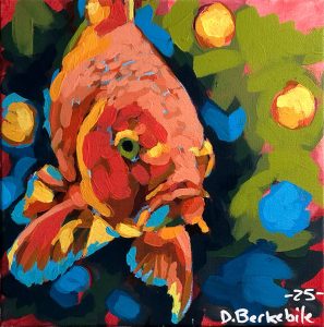 Koi Boy 12"x12" painting by Dale Berkebile