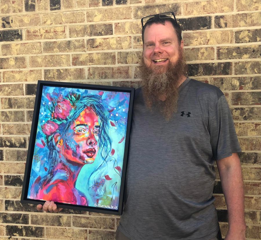 Dale Berkebile w Soul Bloom expressive painting. Buying art - this piece sold in 2 days.